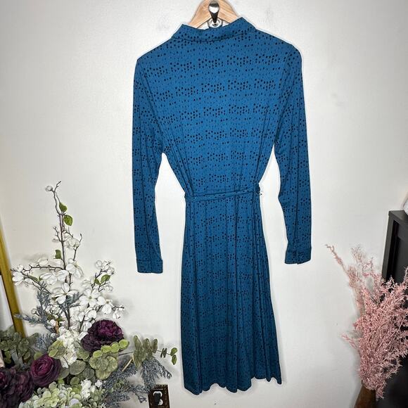 BODEN Susannah Jersey Shirt Dress Blue Black Dots Sz 10 Regular {C46} - Picture 3 of 5